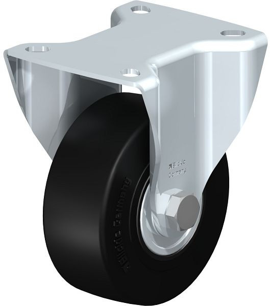 Blickle BK-SE 100K-1 Stahlblech-Bockrolle, schwere Ausführung, mit Anschraubplatte, Elastik-Vollgummi, Schwarz, 264028