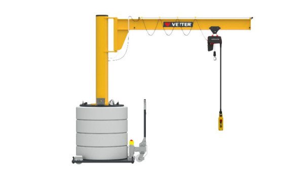 Vetter 250kg, 3,0m, 270°, Mobiler Schwenkkran MOB12-AS2,5-3,0 + Elektrokettenzug, MOB12-AS2,5-3,0+SIXX2F-HF+V1590