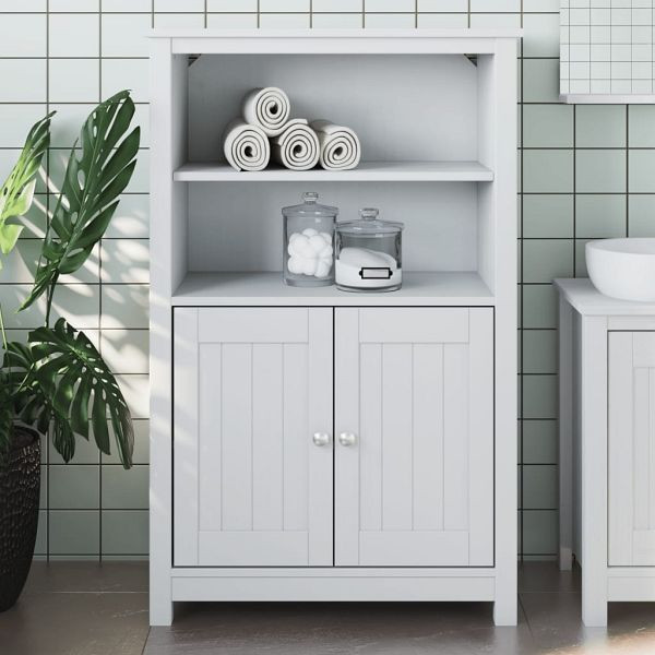 vidaXL Badschrank BERG Weiß 69,5x34x110 cm Massivholz Kiefer, 358546