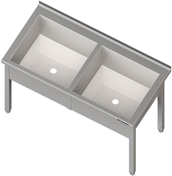 Stalgast Topfspüle mit zwei Becken, 1400x700x850 mm, 300 mm Beckenhöhe, mit Aufkantung, verschweißt, VTS14704A