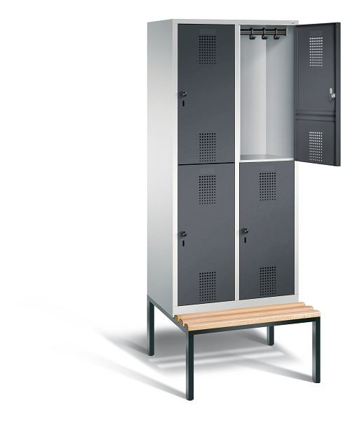 C+P Spind doppelstöckig Evolo, H2090xB810xT815mm, Farbe: Lichtgrau / Schwarzgrau, 48350-22 S10145