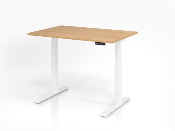Hammerbacher Schreibtisch XDKB12, 120 x 80 cm, Platte: Eiche, 25 mm dick, ABS-Dickkante, Rechteckform, Weiß, VXDKB12/E/W