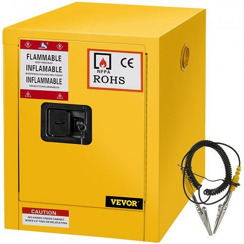 VEVOR Gefahrstoffschrank Gelb, 1 Tür verschließbar, Umweltschrank aus kaltgewalzter Stahl, XFG43X43X46CMHS01V0