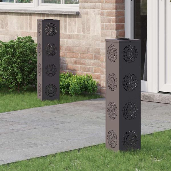 vidaXL Solar LED Weg Licht 2 pcs Schwarz Kalt gewalzter Stahl, 879786