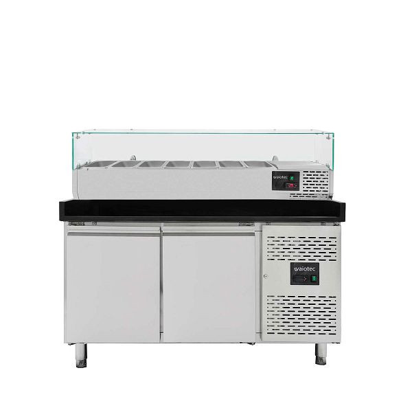 Vaiotec EASYLINE Pizzakühltisch 800 / 2-türig "schwarz" inkl. Kühlaufsatz GN1/4, 11263