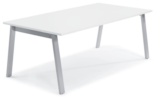 Deskin Konferenztisch RIO, Dekor: Weiß, Gestellfarbe: Alusilber RAL 9006, BxHxT: 1200 x 735 x 800 mm, 280985