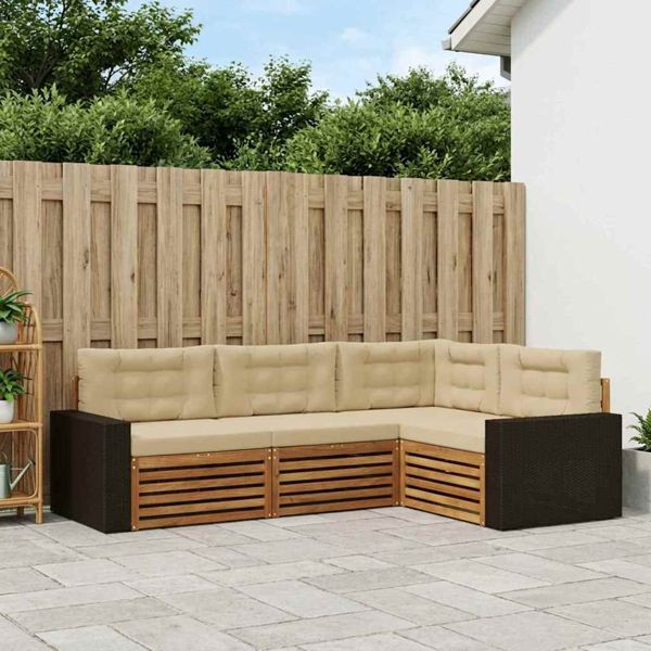 vidaXL Outdoor-Sofagarnitur 4-teilig Natur und Beige, 3383306