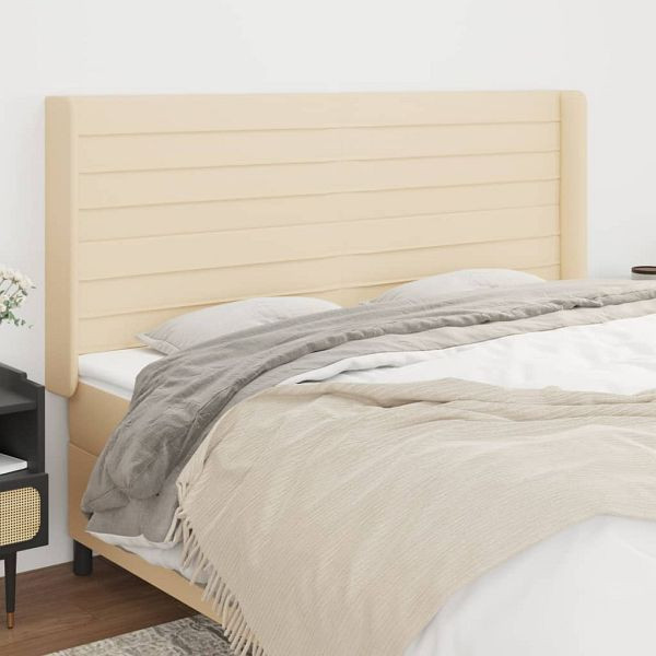 vidaXL Kopfteil mit Ohren Creme 163x16x118/128 cm Stoff, 3119731