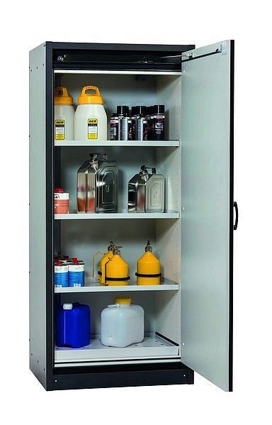 asecos Sicherheitsschrank Q-CLASSIC-30, Q30.195.086.WDR in lichtgrau RAL 7035 mit 3x Fachboden (Stahlblech), 31009-061-30043