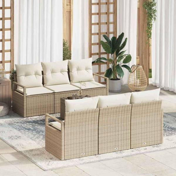 vidaXL Garten-Sofa-Set, 7er Set, Beige und Creme 55 x 55 x 37 cm, 3354940