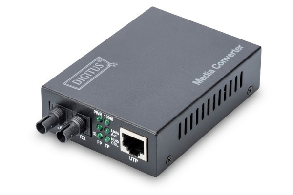 DIGITUS Fast Ethernet Medienkonverter, Multimode ST Stecker, 1310 nm, bis zu 2 km, DN-82010-1