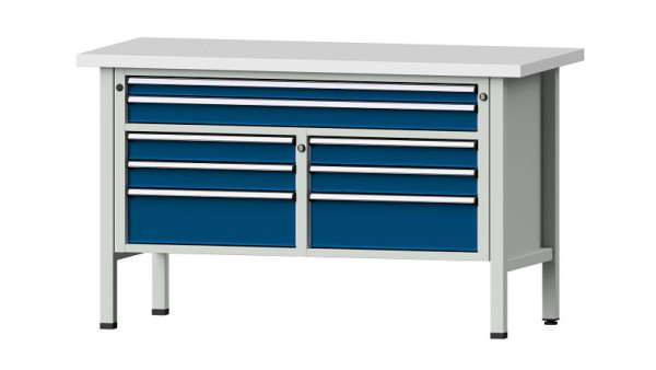 ANKE Werkbänke Kastenwerkbank, Modell 259 V, 1500 x 700 x 890 mm, RAL 7035/5010, KSP 40 mm, 304.149