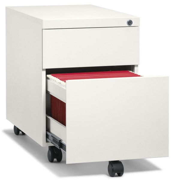 Deskin Rollcontainer BASE L, Stahl, weiß RAL 9010, B 390 x H 550 x T 590 mm, 221530