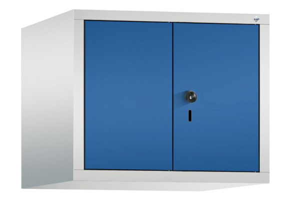 C+P Aufsatz-Garderobenschrank Evolo, 2 Abteile, H500xB610xT500 mm, Lichtgrau/Enzianblau, 48092-20 S10020