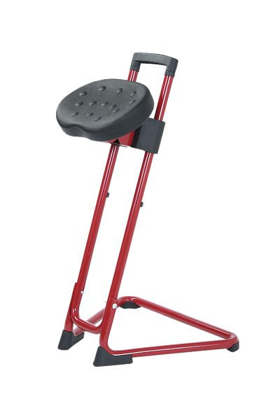 Lotz "Die Standhafte" Stehhilfe, ergonomisch, PU-Sitz schwarz, Gestell feuerrot, höhenverstellbar 600-850, seitlich schwenkbar, 3600.04