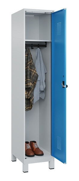 C+P Spind Evolo PLUS, mit Füßen, 1 Abteil, 1950x400x500mm, 7035/5012, Verschluss Drehriegel, Ablageböden 1, 049010-12 S10007