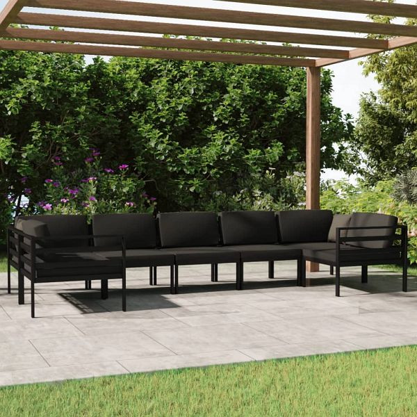 vidaXL 7-teilig Garten-Lounge-Set mit Kissen Aluminium Anthrazit, 3107813