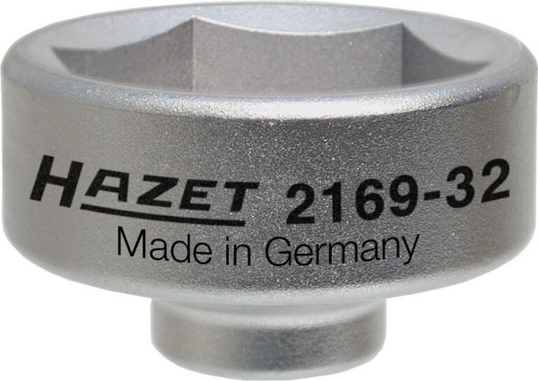 Hazet Ölfilter-Schlüssel, Vierkant hohl 10 mm (3/8 Zoll), Außen-Sechskant Profil, 43 mm, 2169-32