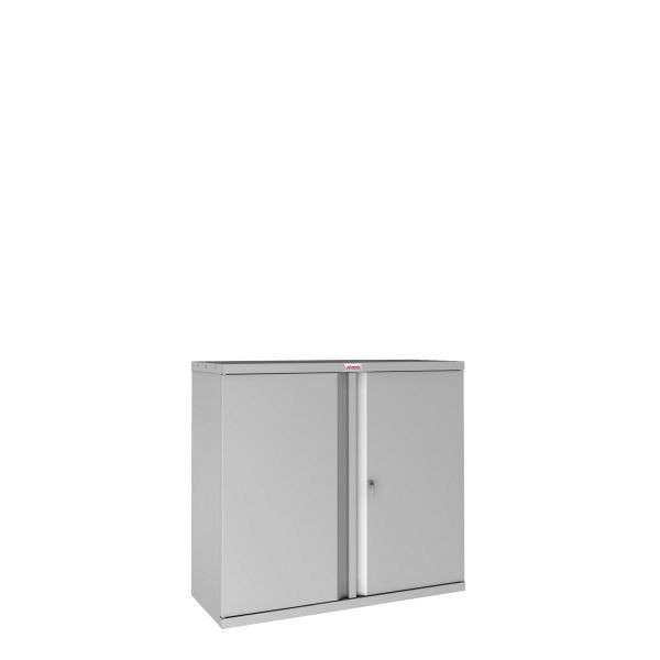phoenix SCL Serie Aufbewahrungsschrank aus Stahl mit 2 Türen und 1 Regal in Grau mit Schlüsselschloss, SCL0891GGK