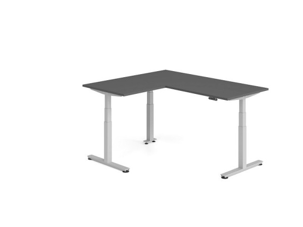 Hammerbacher Sitz-Steh-Winkeltisch 160x180cm Graphit/Silber, VXDSMW1908/G/S