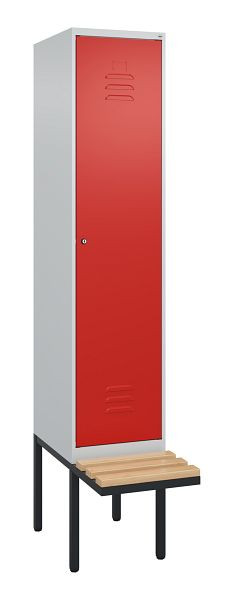 C+P Umkleidespind Classic PLUS, 2120x400x815mm, 7035/3020, Zylinderschloss, Buche-Sitzleisten, 0800407-12 S10065