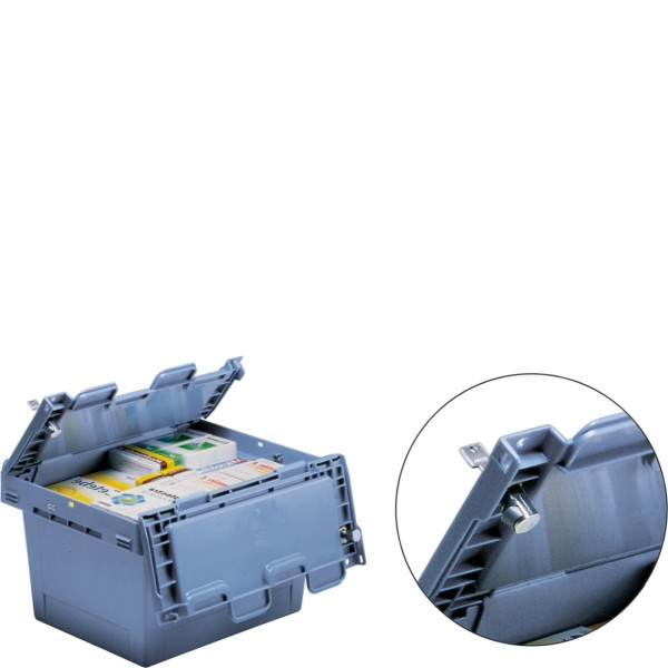 BITO Mehrwegbehälter MB Deckel/Bügel/Kufe /MBD64321BS1 600x400x323 taubenblau, Deckel Schloß BS1, C0402-0069