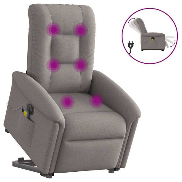 vidaXL Elektrischer Massagesessel mit Aufstehhilfe Taupe Stoff, 3303291