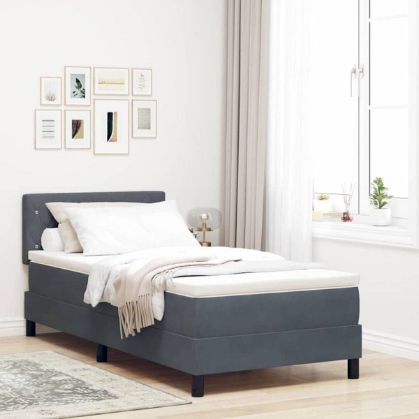 vidaXL Boxspringbett mit Matratze Dunkelgrau 90 x 200 cm Samt, 3342561