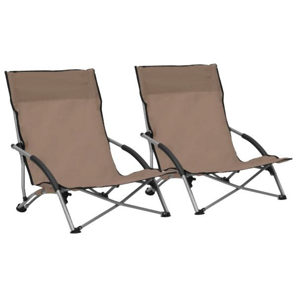 vidaXL Klappbare Strandstühle 2 Stk. Taupe Stoff, 312492