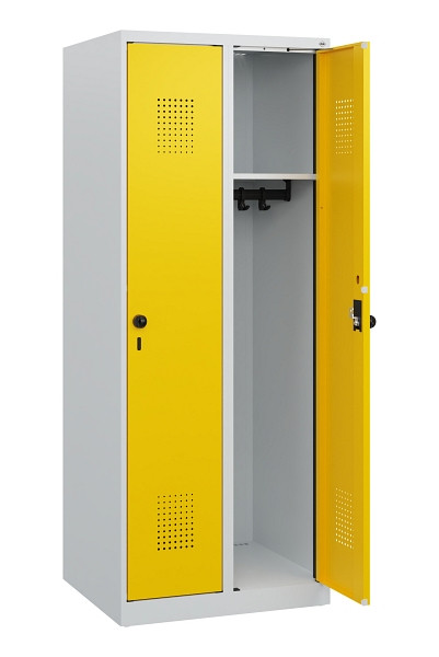 C+P Spind Evolo PLUS, 2 Abteile, 1530x600x500mm, 7035/1023, Drehriegel, 0490005-20 S10001