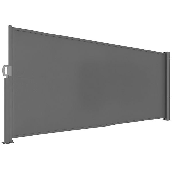 Outsunny Seitenmarkise ausziehbar blickdicht Sichtschutz mit Wandhalterung Beschichtung 300x140cm Dunkelgrau, 840-275V00CG