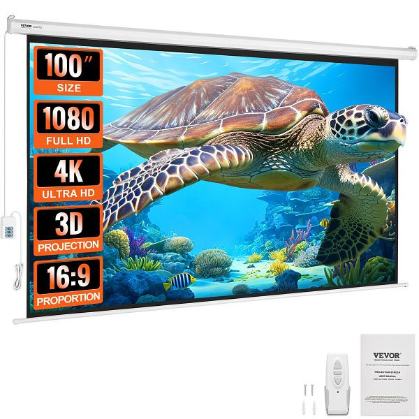 VEVOR Professional Motorleinwand 16:9 2465 x 80 x 1620 mm, Programmierbare Fernbedienung, Elektrische Motor, für Heimkino, Büro, TYPM20DDSJ1234UJGV2