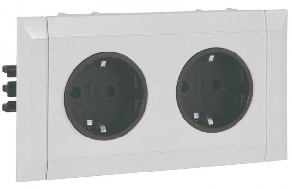 Manuflex Schutzkontakt-Doppelsteckdose fertig montiert für verdrahteten Energiekanal, BxTxH= 136 x 54 x 78 mm, ZB0931
