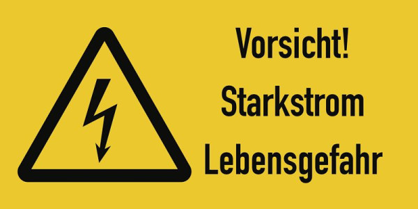 Moedel Vorsicht! Starkstrom Lebensgefahr, Kombischild, Folie, 105x52 mm, 57952