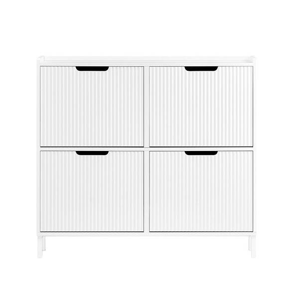 SoBuy Schuhschrank mit 4 Türen Weiß 100x47x91 cm, Modern, FSR177-L-W