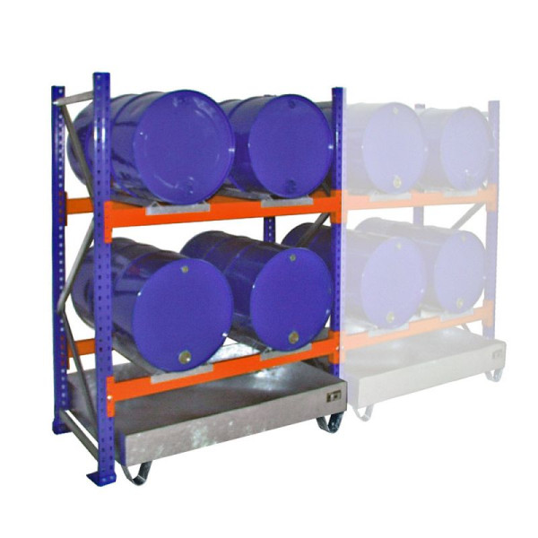 STEIN HGS Fassregal mit Auffangwanne Serie 3000 Grundregal, 215 Liter, 4 x 200 L, ohne Gitterrost, 79136.0001