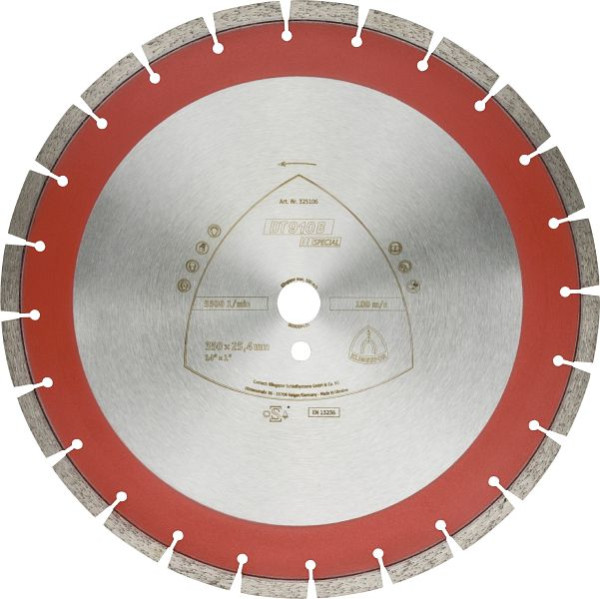 Klingspor DT 910 B Diamanttrennscheiben 350 x 3,2 x 25,4 mm 24 Segmente 40 x 3,2 x 11 mm Engverzahnt, für Fugenschneider, 325106