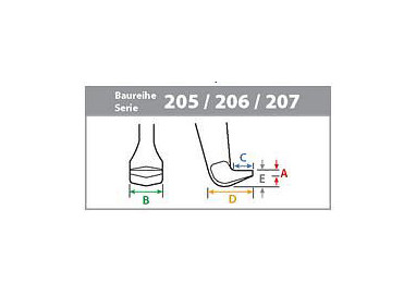 KUKKO 3 Abzughaken (Satz), A: 4 mm, B: 24 mm, C: 15 mm, D: 50 mm, E: 18 mm, 206-02-220-S