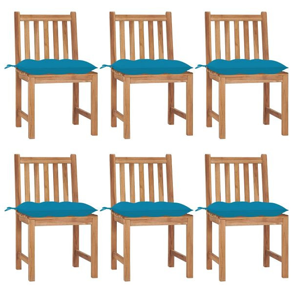 vidaXL Gartenstühle 6 Stück mit Kissen Massivholz Teak, 3073134