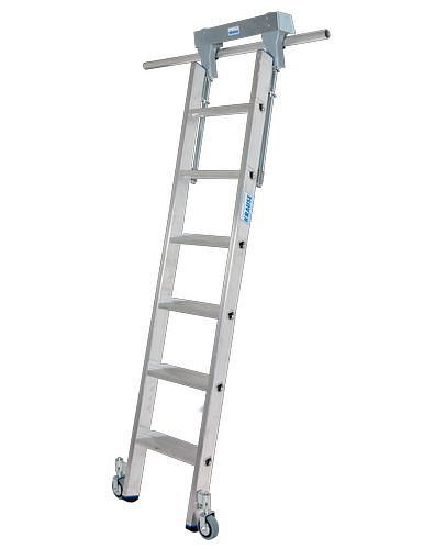 Krause Stufen-Regalleiter, Aluminium, fahrbar, mit Schienenanlage, 6 Stufen, 257500