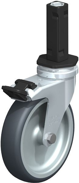 Blickle LRA-TPA 100G-FI-EV02 Apparate-Lenkrolle mit Expander & Feststeller, Thermoplastisches Gummi-Elastomer, Grau, 856284