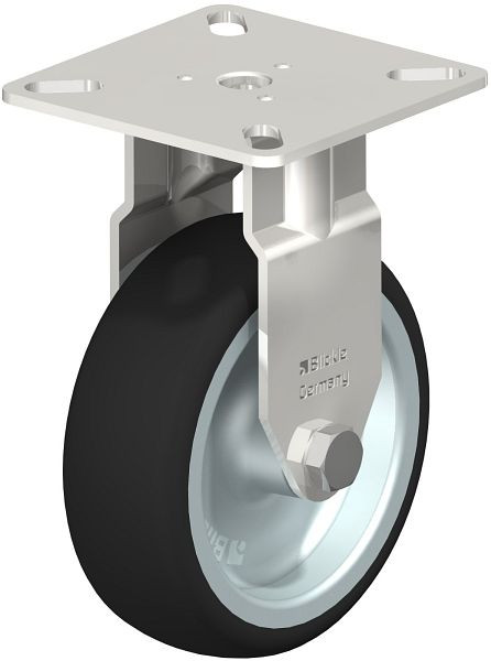 Blickle BPXA-PATH 75G Edelstahl-Apparate-Bockrolle mit Anschraubplatte, Thermoplastisches Polyurethan, Grau, 754195