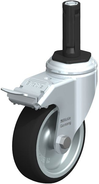 Blickle LKRA-PATH 101G-11-FI-ER12 Apparate-Lenkrolle mit Expander & Feststeller, Thermoplastisches Polyurethan, Grau, 848764