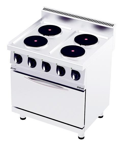gel-o-mat Elektrischer Herd mit Backofen 15,4 Kw, GO Cook 700, 4 Kochplatten, CO8070E