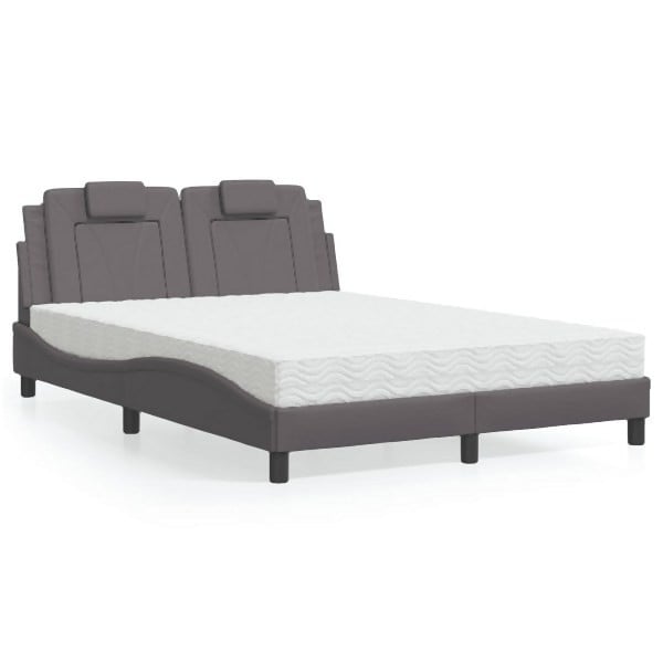 vidaXL Bett mit Matratze Grau 140x200 cm Kunstleder, 3208799