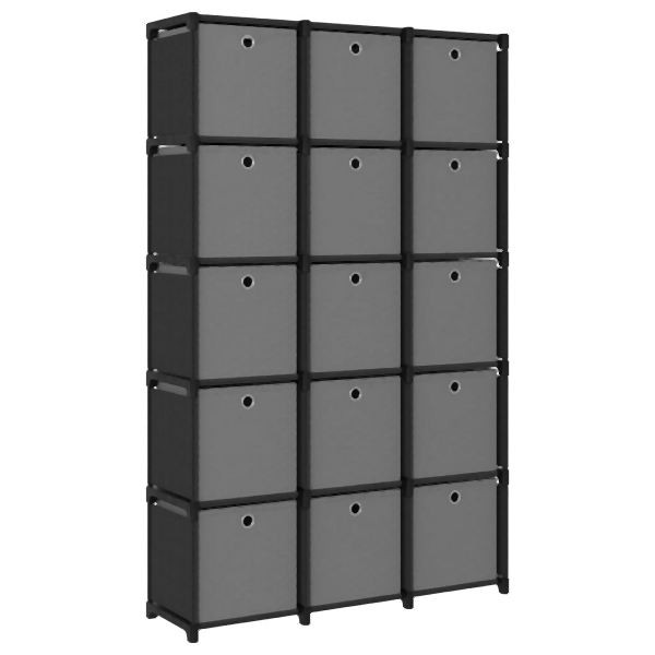 vidaXL Würfel-Regal mit Boxen 15 Fächer Schwarz 103x30x175,5 cm Stoff, 322619