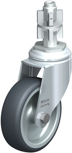 Blickle LKRA-TPA 101G-11-E15 Apparate-Lenkrolle mit Expander, Thermoplastisches Gummi-Elastomer, Grau, 501122