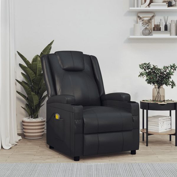 vidaXL Massagesessel Schwarz Kunstleder, Material: Kunstleder (60 % PU, 30 % Polyester, 10 % Baumwolle), Metall, Massivholz, Sperrholz, 342712