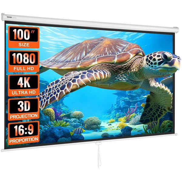 VEVOR Projektion Beamer Leinwand 254 cm HD 4K Outdoor Indoor Manuelle Schnelles Klappbare Tragbare 16:9 für Heimkino, Camping, TYPM20SDSJ106BD6YV0