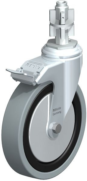 Blickle LKRA-VPA 150G-11-FI-FA-E15 Apparate-Lenkrolle mit Expander & Feststeller, Vollgummi, Grau, 750853